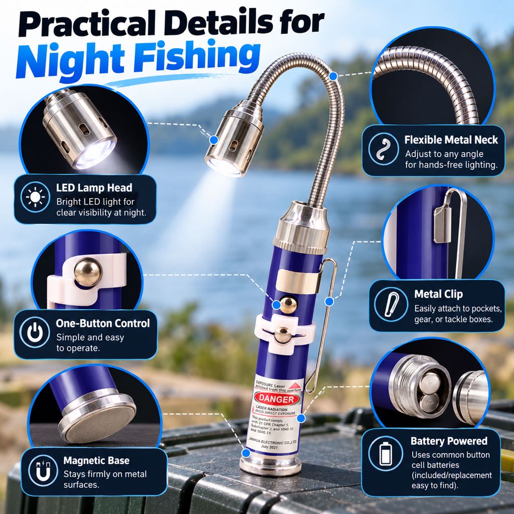 Magnetic fishing bait light practical details