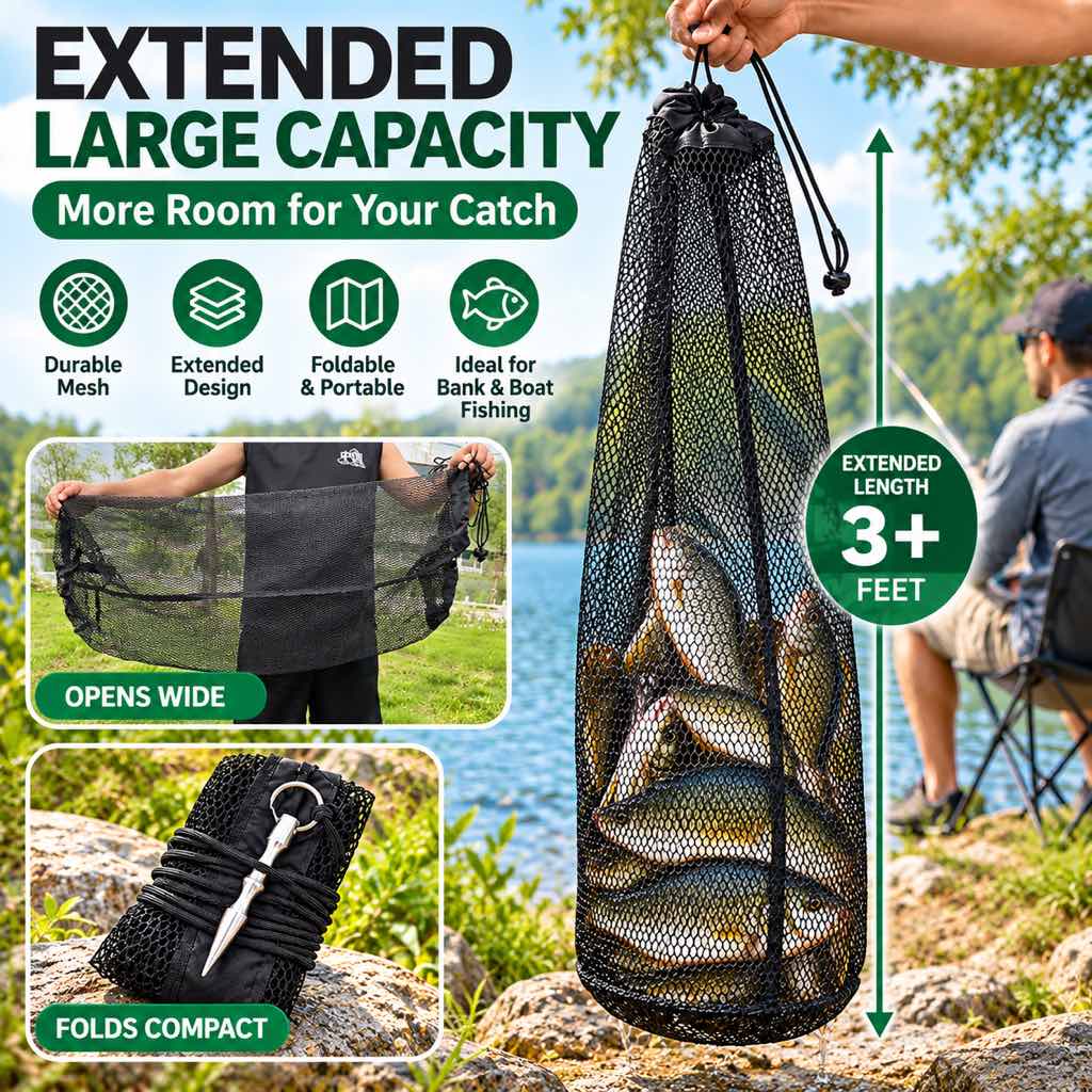 Extended large-capacity fishing keep net