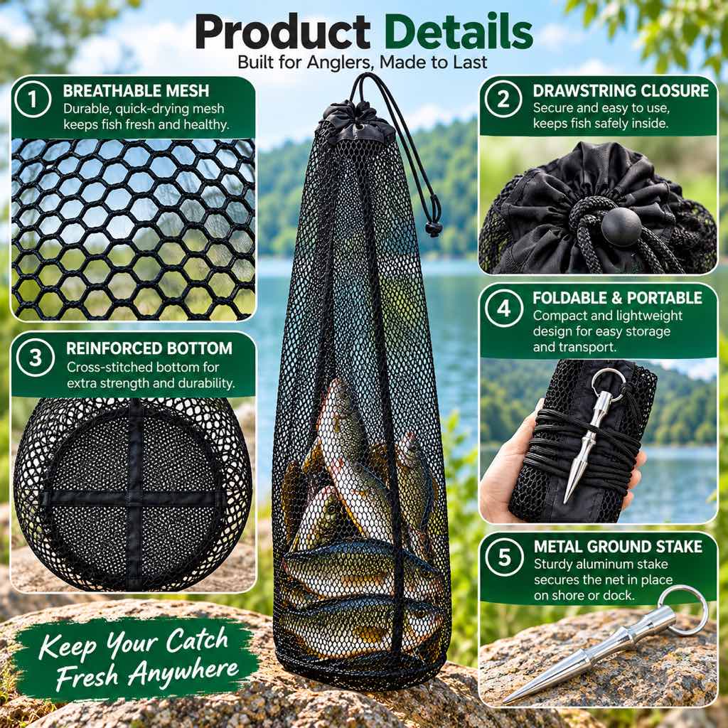 Foldable fishing keep net product details