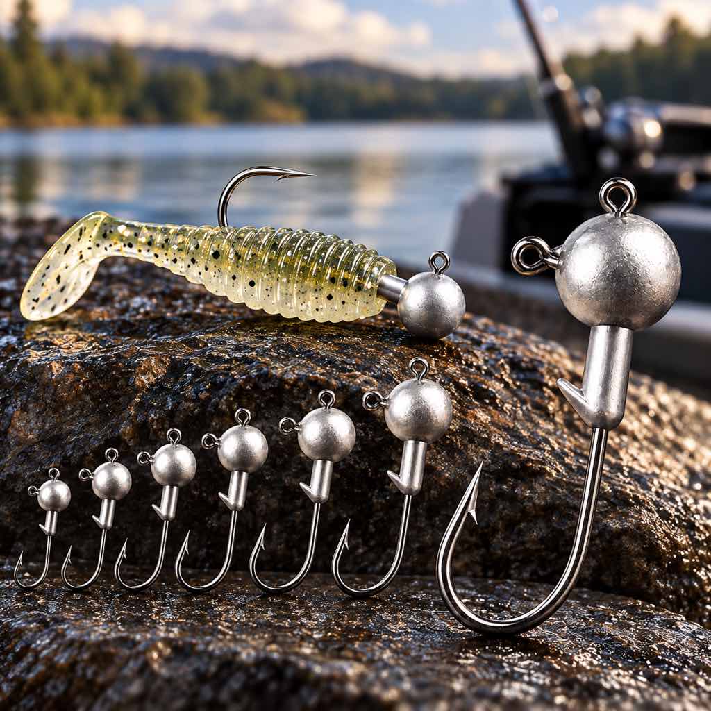 Silver lead jig head hooks for soft plastic lures