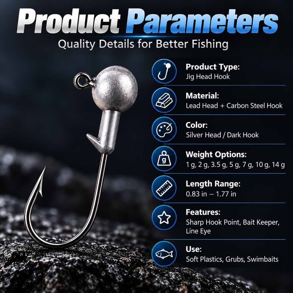 Lead jig head hook parameters