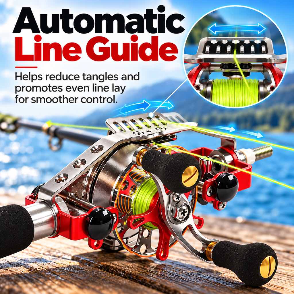 Automatic line guide on inner-line fishing reel