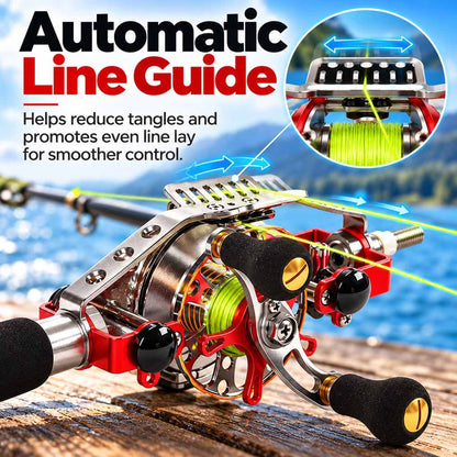 Automatic line guide on inner-line fishing reel