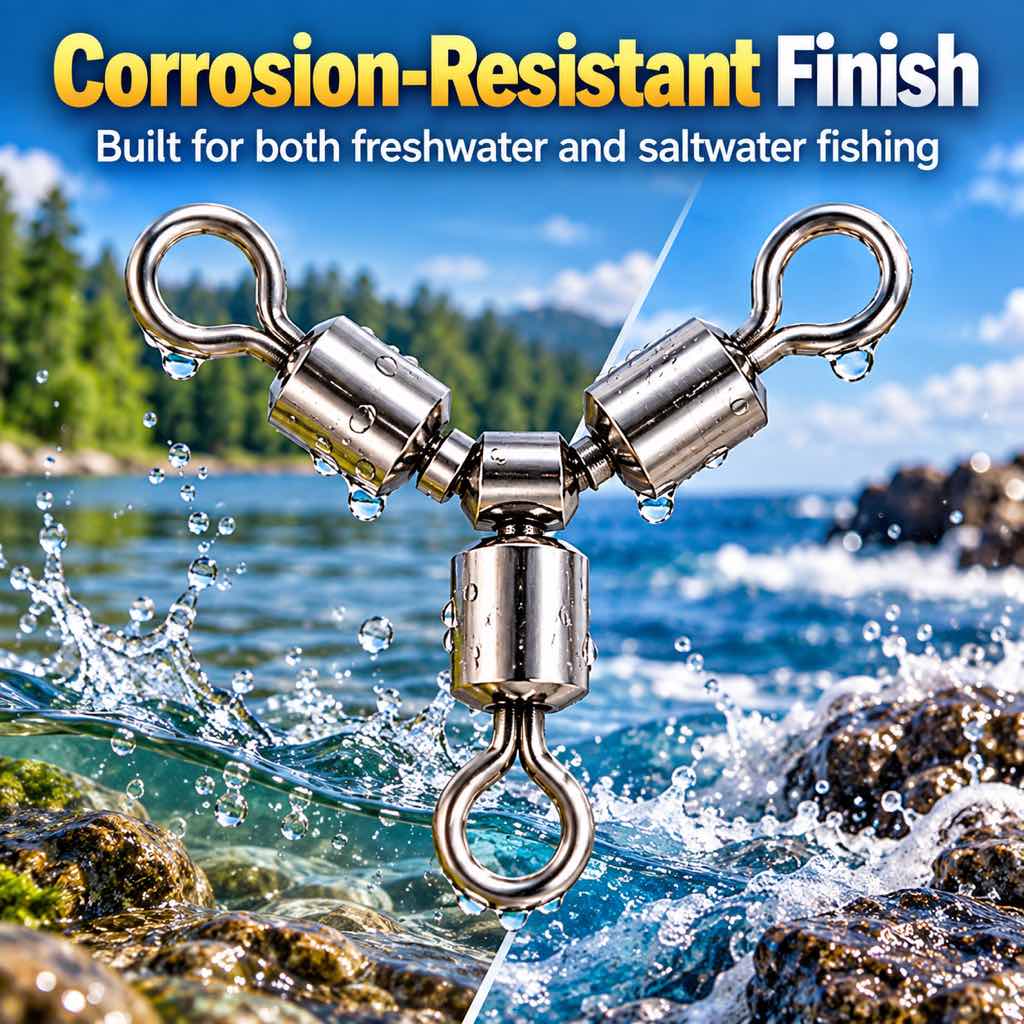 3-way fishing swivel for freshwater and saltwater fishing
