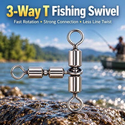 3-way T fishing swivel fast rotation and strong connection