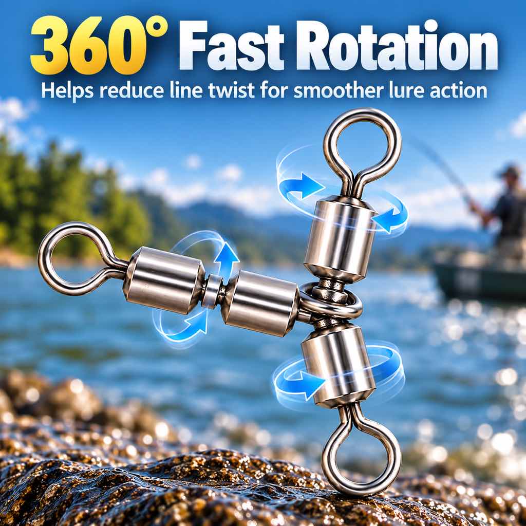 3-way fishing swivel fast rotation