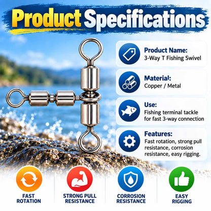 3-way T fishing swivel specifications