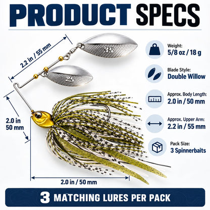 5/8 oz double willow spinnerbait specifications
