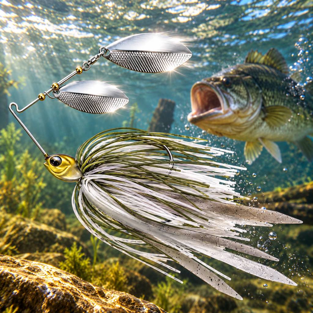 Natural Olive Shad 5/8 oz double willow spinnerbait 3-pack