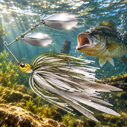 Natural Olive Shad 5/8 oz double willow spinnerbait 3-pack