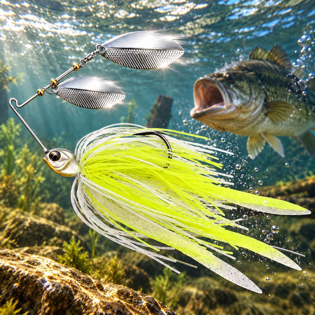 Chartreuse White 5/8 oz double willow spinnerbait 3-pack