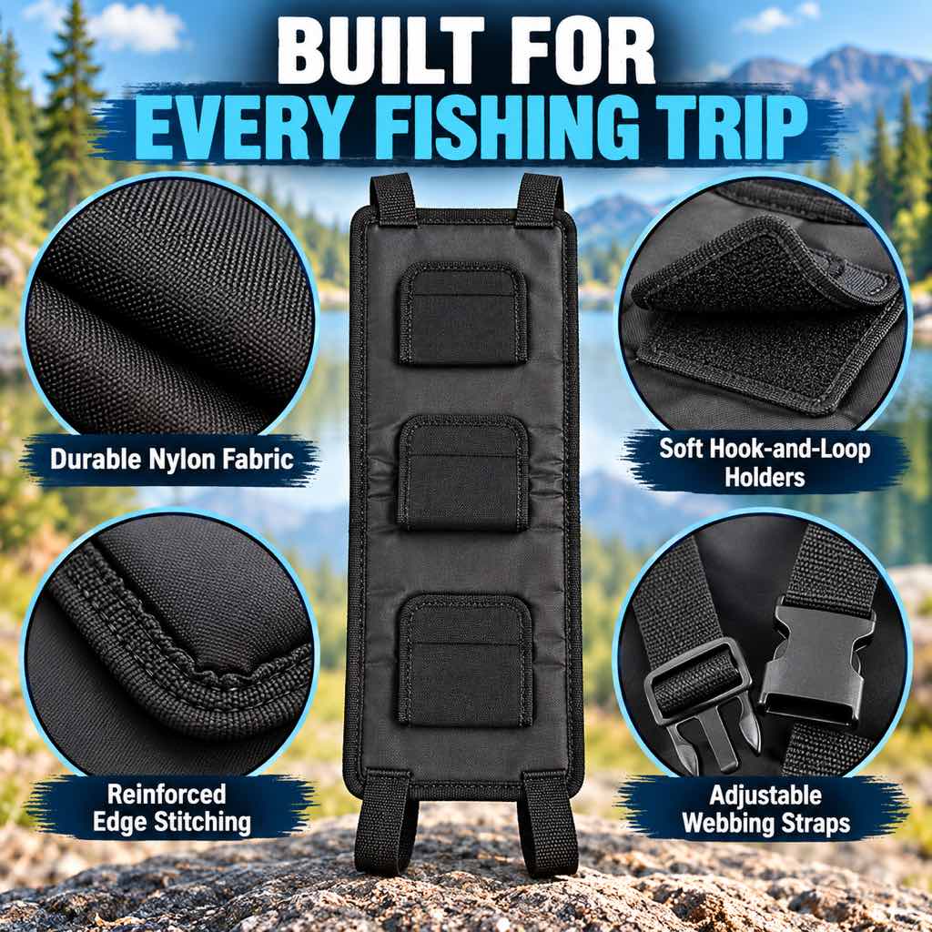 Car seat fishing rod holder nylon fabric details