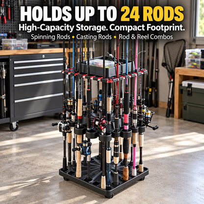 Fishing rod rack holding up to 24 rods