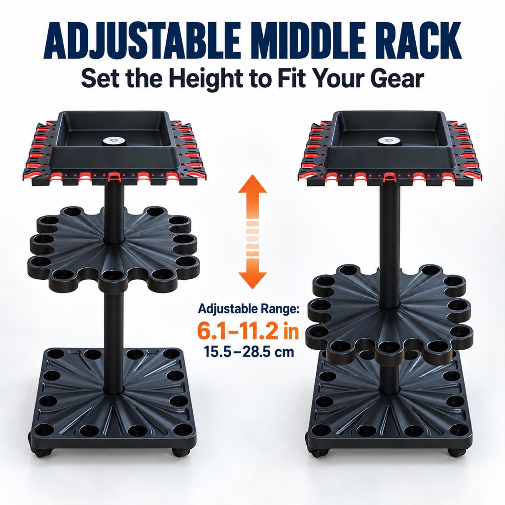 Adjustable middle rack height from 6.1 to 11.2 inches