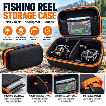 Fishing reel storage case with EVA shell and removable divider