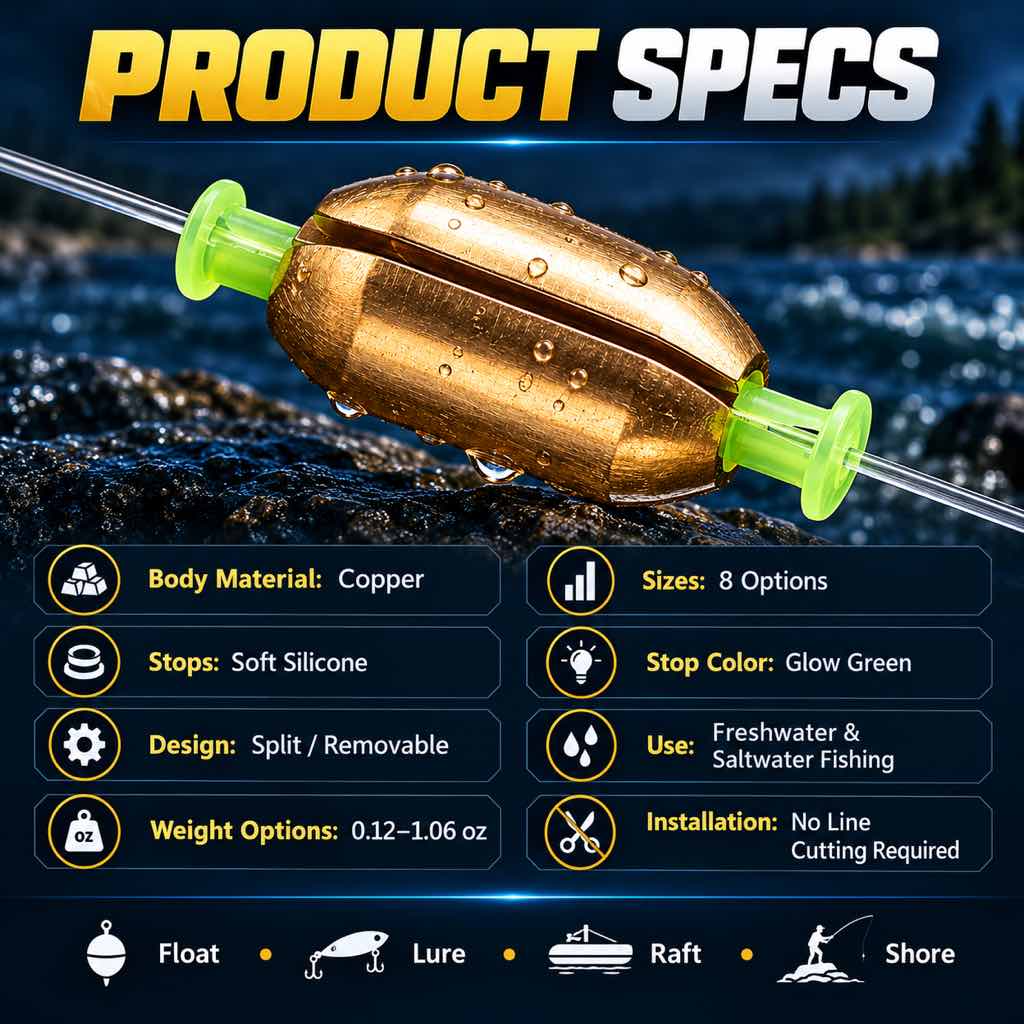Quick-change copper fishing sinker product specifications