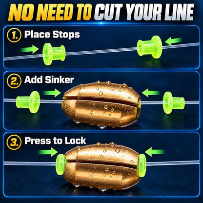 How to install a quick-change copper fishing sinker without cutting line
