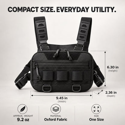 Black fishing chest pack dimensions material weight and one-size specifications