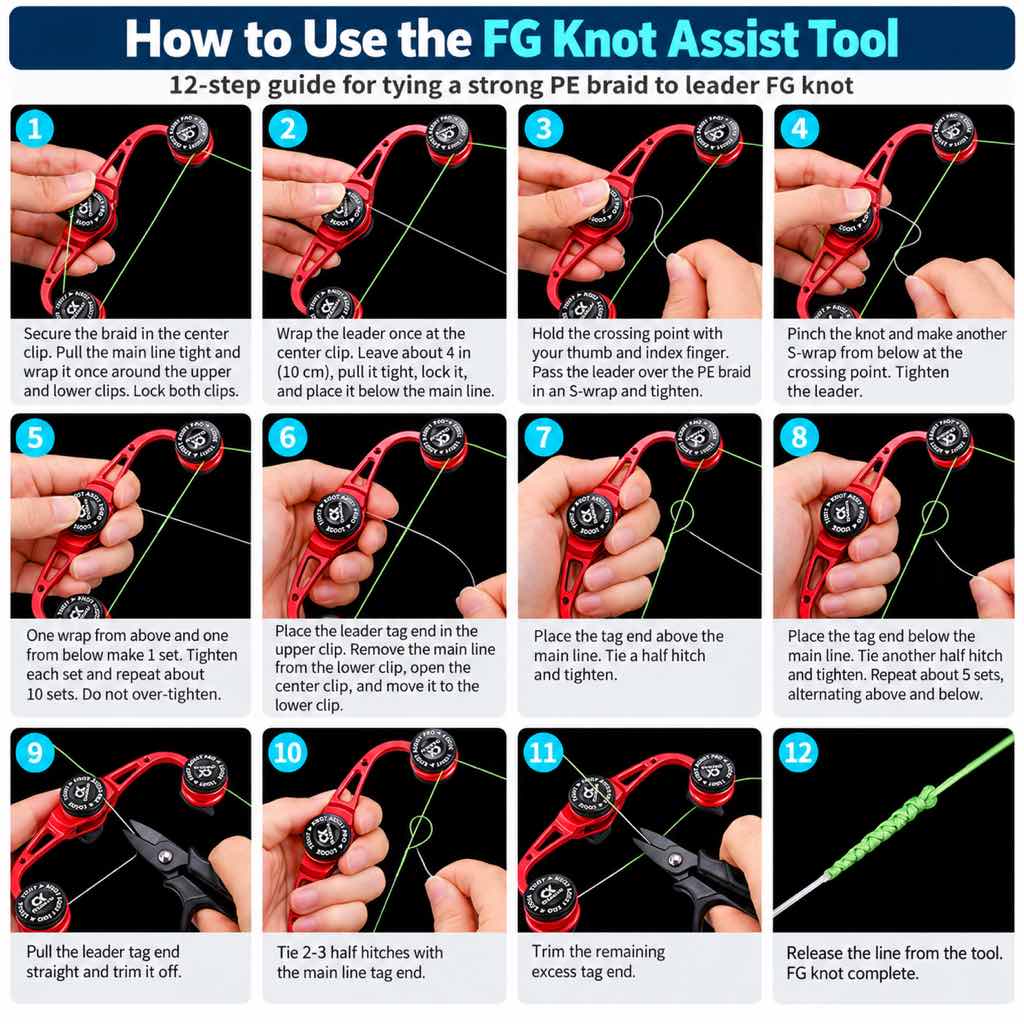 Manual FG knot tying tool for braid-to-leader rigging — Image 9