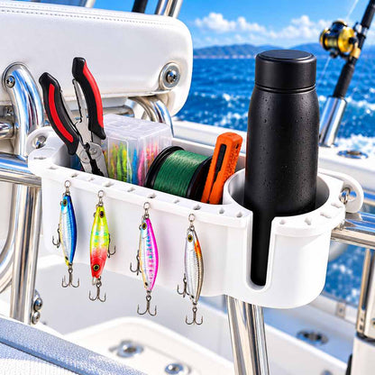 Boat fishing tackle organizer with cup holder — Image 2