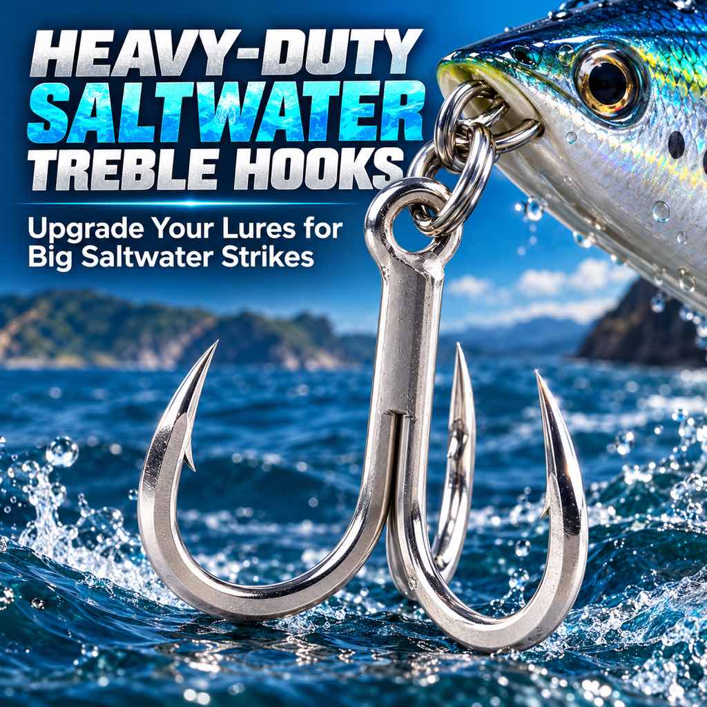 Silver saltwater treble fishing hooks for lure replacement — Image 7