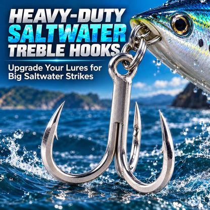 Silver saltwater treble fishing hooks for lure replacement — Image 7
