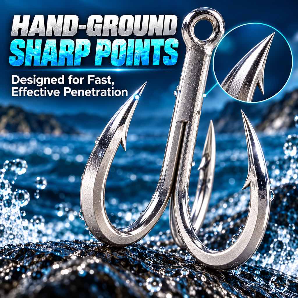 Silver saltwater treble fishing hooks for lure replacement — Image 8
