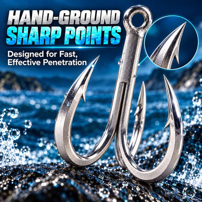 Silver saltwater treble fishing hooks for lure replacement — Image 8