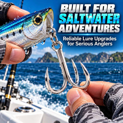 Silver saltwater treble fishing hooks for lure replacement — Image 9
