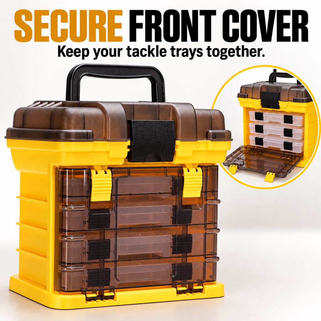 Fishing tackle organizer with hinged front cover