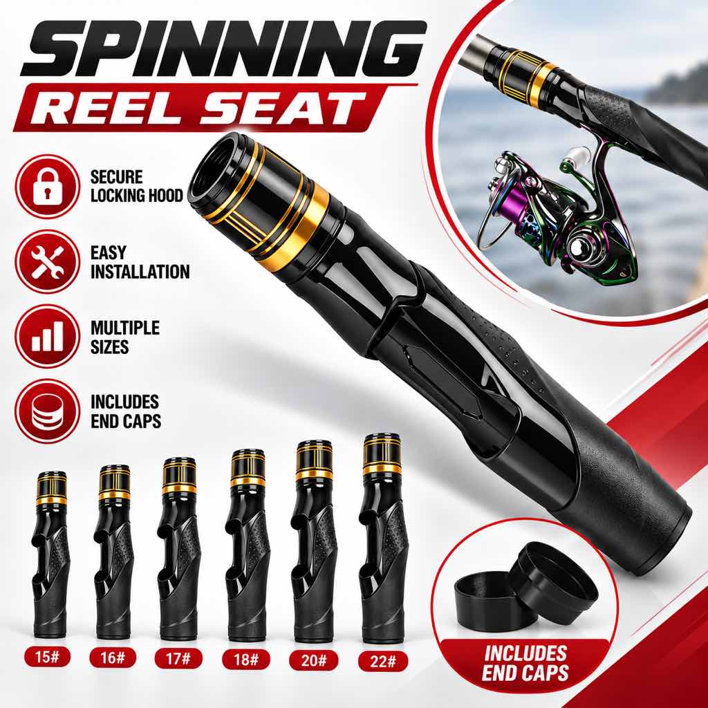 Black and gold reel seat construction and trim details