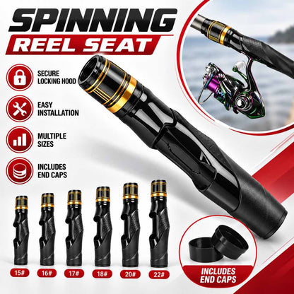 Black and gold reel seat construction and trim details